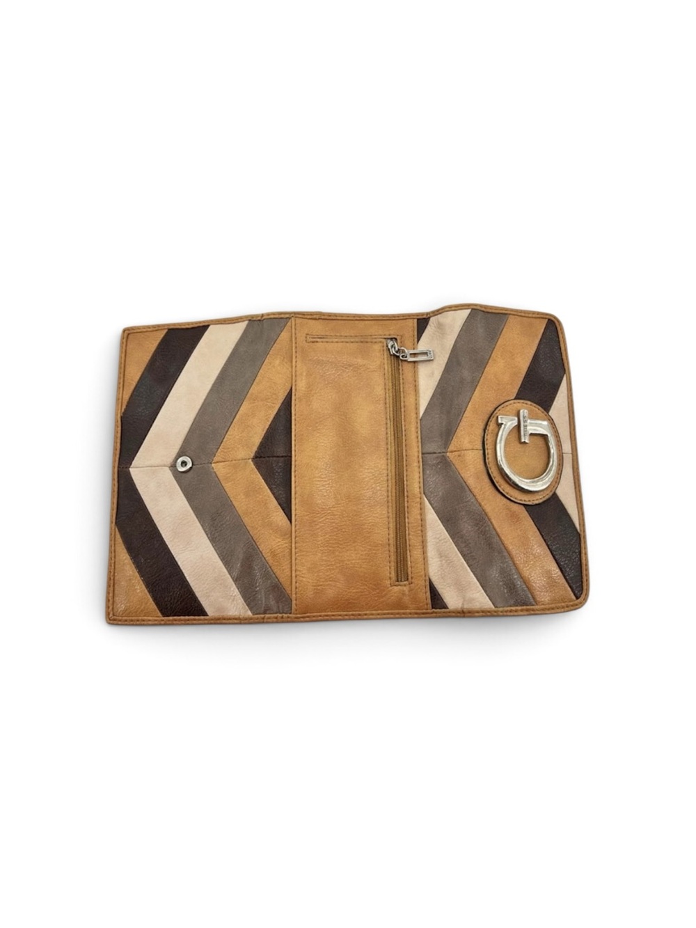 Vintage Guess- Chevron Patchwork Shoulder Bag in Brown&Tanya W/Matching Wallet - Picture 6 of 6